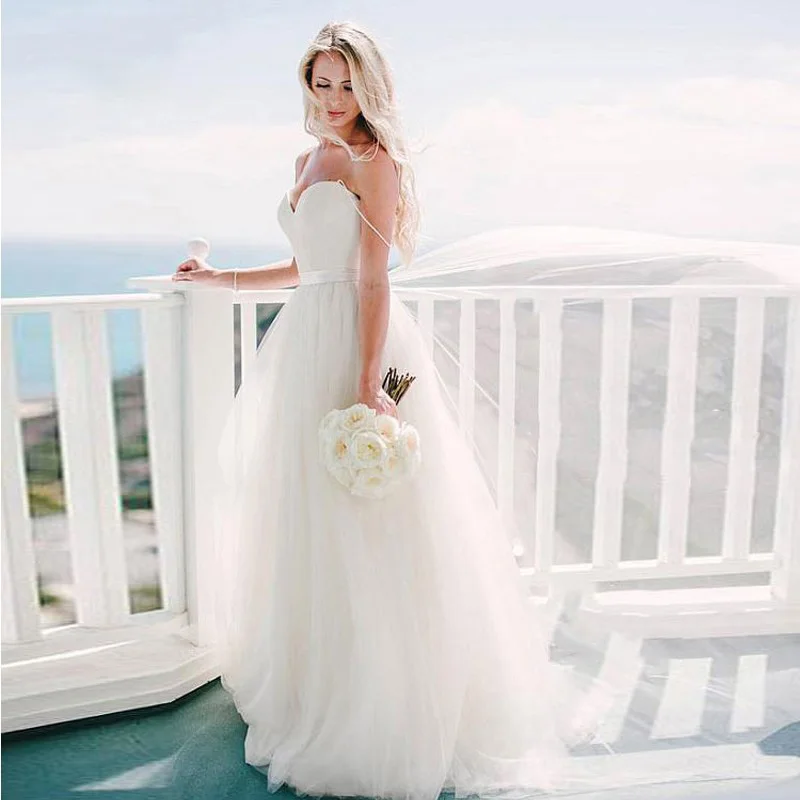 Robe de mariée longue en tulle, style boho, simple, pour les patients de la plage, tenue élégante, tendance, été, 2024