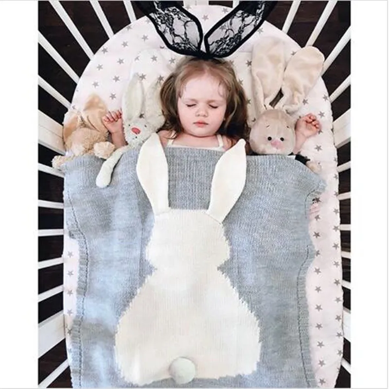 

INS Nordic lamb Blanket Warm Sheet Three-dimensional Rabbit Ear Shawl Children's Knitted Blanket Beach Mat Baby Summer Nap Quilt