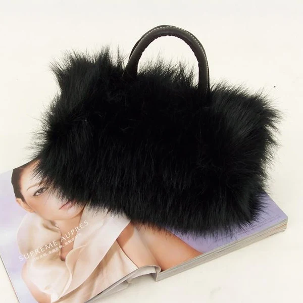 Fashion And Temperament Lady Bag Durable PU Leather Faux Fur Handbag Lightweight Lovely HandbagsTote Messenger Plush Wrist Bags