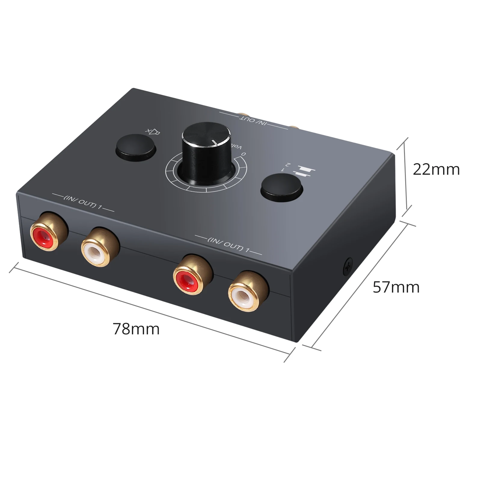 PROZOR 2x1/1x2 RCA Stereo Audio przełącznik Splitter R/L Audio AB dwukierunkowy przełącznik z przyciskiem wyciszania obsługa Plug and Play