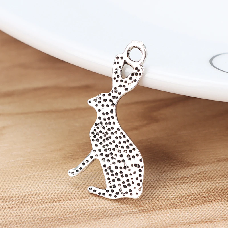 20 Pieces Tibetan Silver Rabbit Charms Pendants Beads for DIY Jewellery Making Findings Accessories 26x13mm
