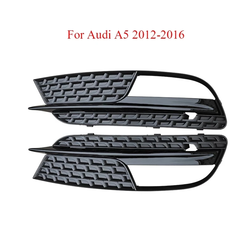 

2PCS Black Front Bumper Lower Fog Light Lamp Grille Grill Cover for Audi A5 2012 2013 2014 2015 2016 Car-Styling Accessories