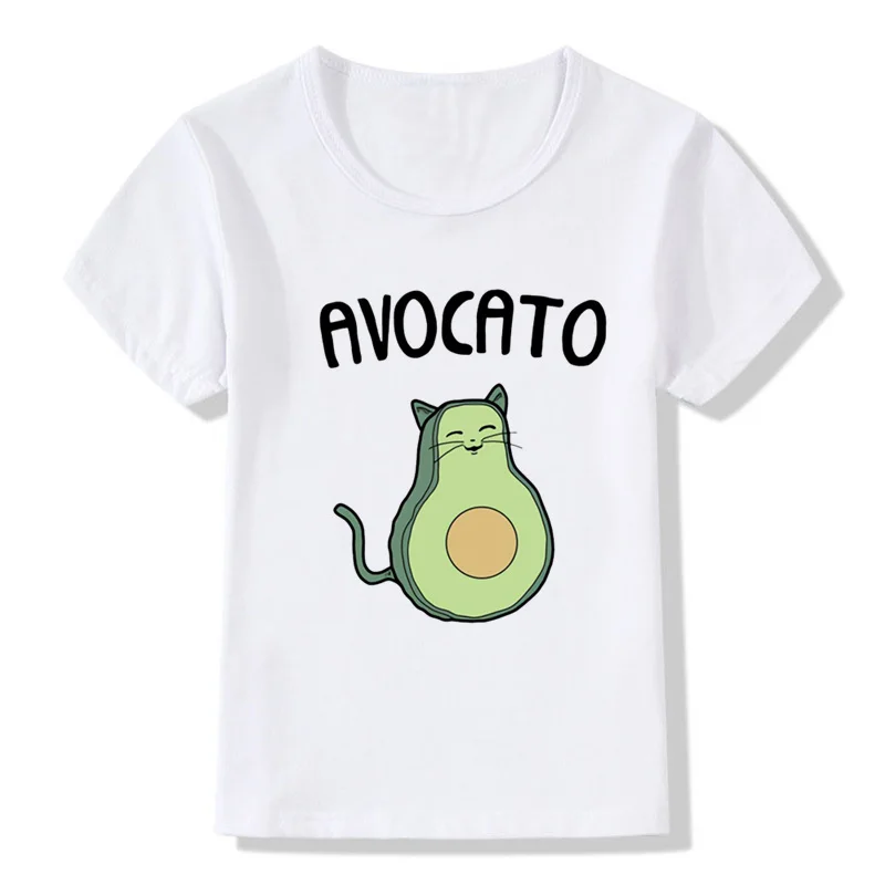 2020 New Korean Cute Avocado Vegan Girls T-shirts Kawaii Cartoon Toddler Baby Boys Kids T shirt Funny Children Tops,oHKP5352