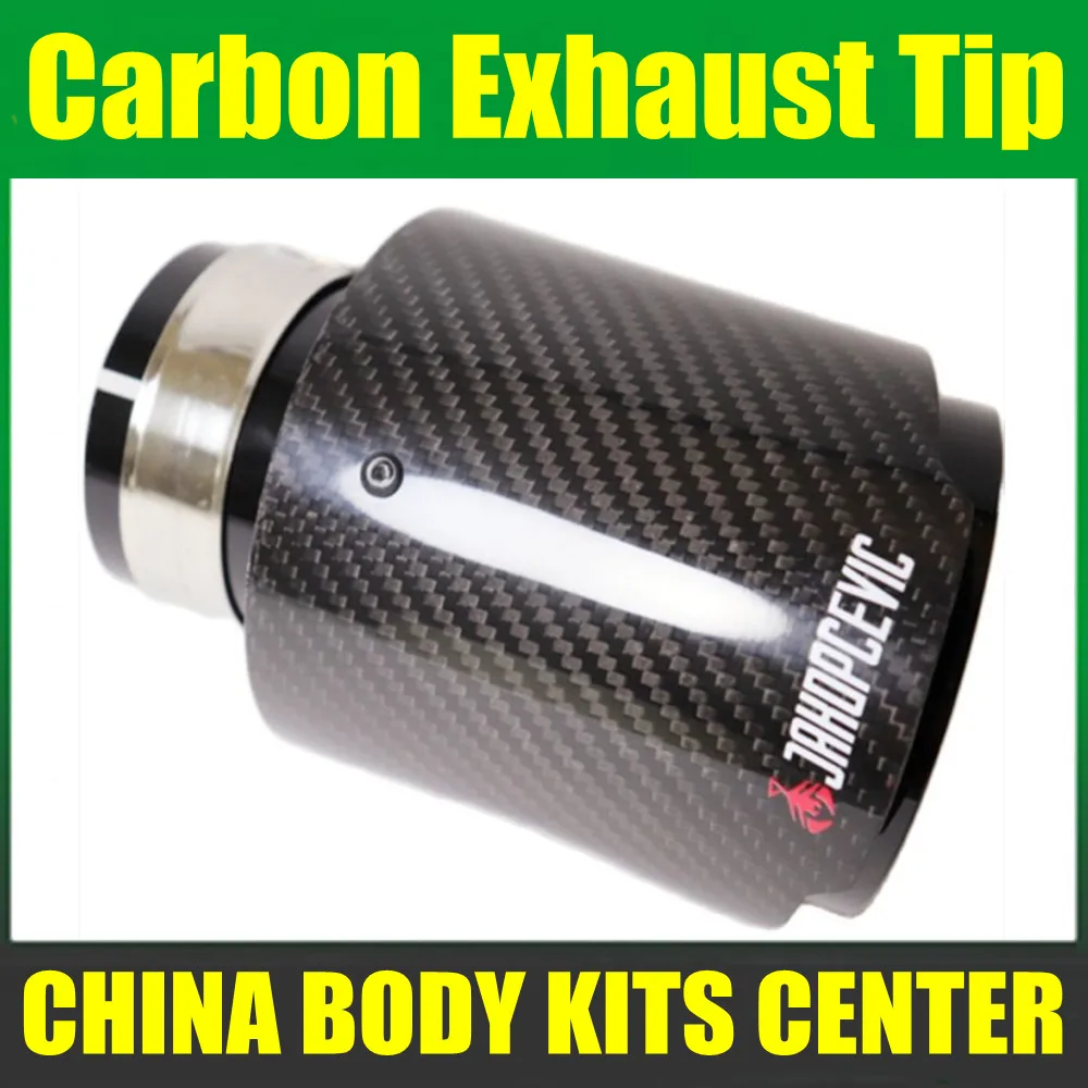 Car Carbon Fibre Glossy Exhaust System Muffler Pipe Tip Straight Universal Black Stainless Mufflers Decorations For Akrapovic