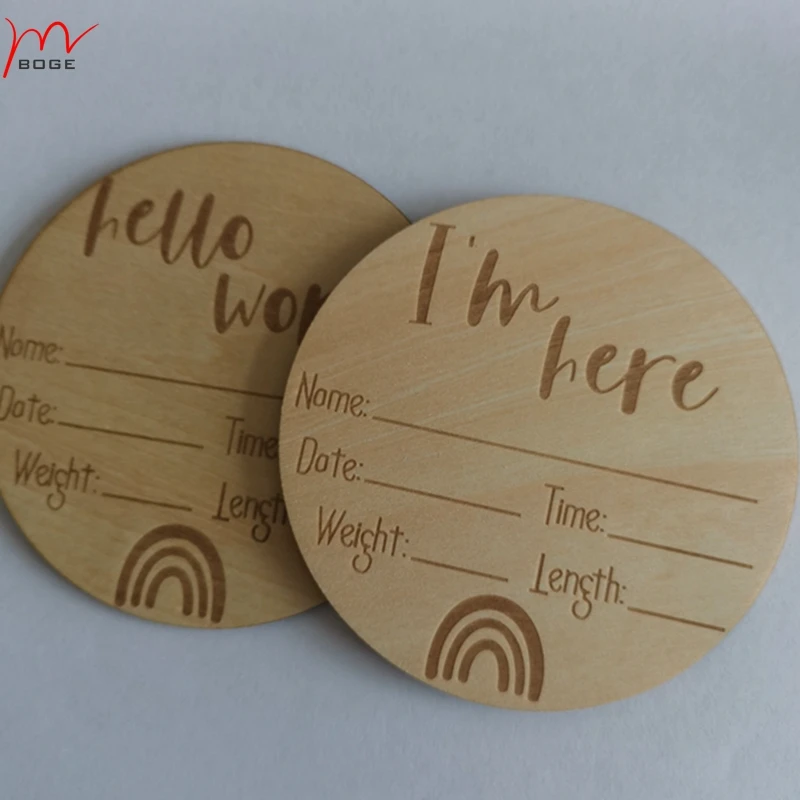

set of 20pcs Newborn Wood Baby Announcement Sign Rainbow wooden Announcement prop