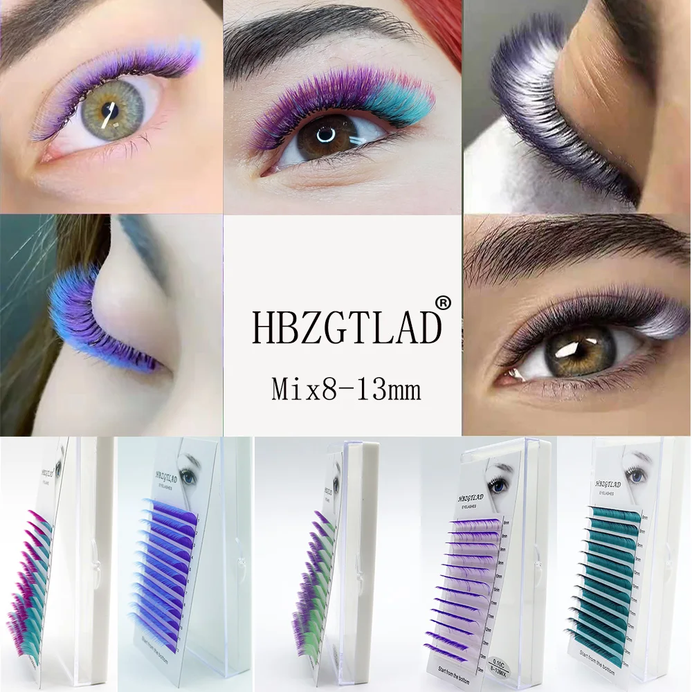 HBZGTLAD Brand new C/D curl 0.07/0.1mm 8-13mm mix length false lashes eyelash individual colored lashes Faux eyelash extensions