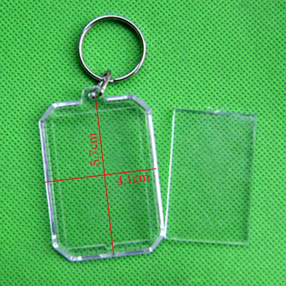 Новинка 1 шт. прямоугольная прозрачная пустая акриловая вставка фоторамка для ключей брелок для ключей «сделай сам» разделенное кольцо брелок подарок