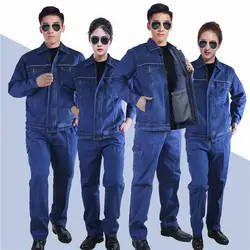 2023 Autumn Winter Thick Denim Coveralls Welding Suit Labor Protection Clothing Electrician Wear-resistant Anti-scalding Uniform