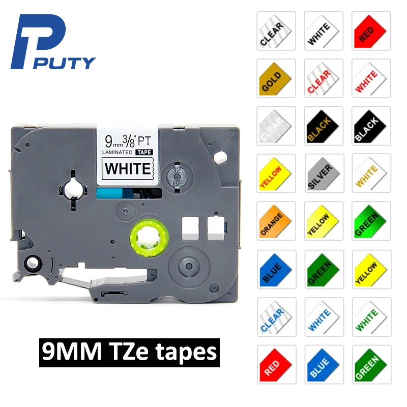 1 piece Label Ribbon 221 121 421 521 621 721 821 921 Laminated Compatible for TZ-221 Label Printer 9mm Label Tape Cartridge