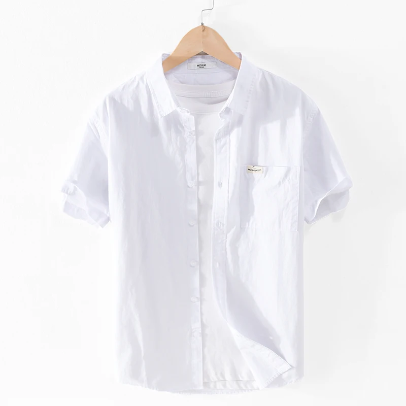 

Suehaiwe's brand Italy style pure cotton white shirts men summer short sleeved casual shirt for men camisa chemise tops men