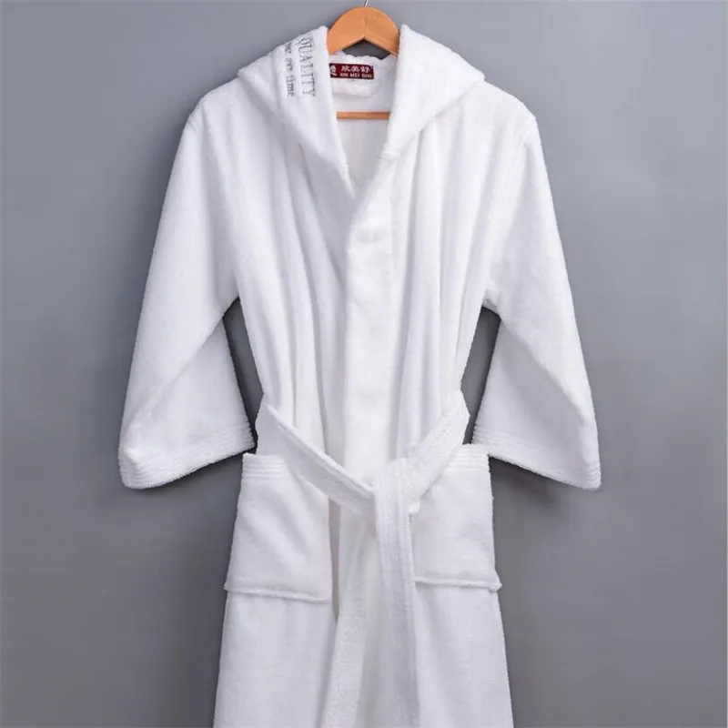 100% Cotton Terrycloth Robe Nightwear Long Kimono Homewear Plus Size Bath Robe Men Women Couple Robes 5 Star Hotel Bathrobe