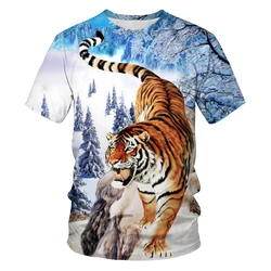 Animal tiger 3d printing fashion men's and women's T-shirt casual O-neck loose men's clothing breathable hip-hop T-shirt for men