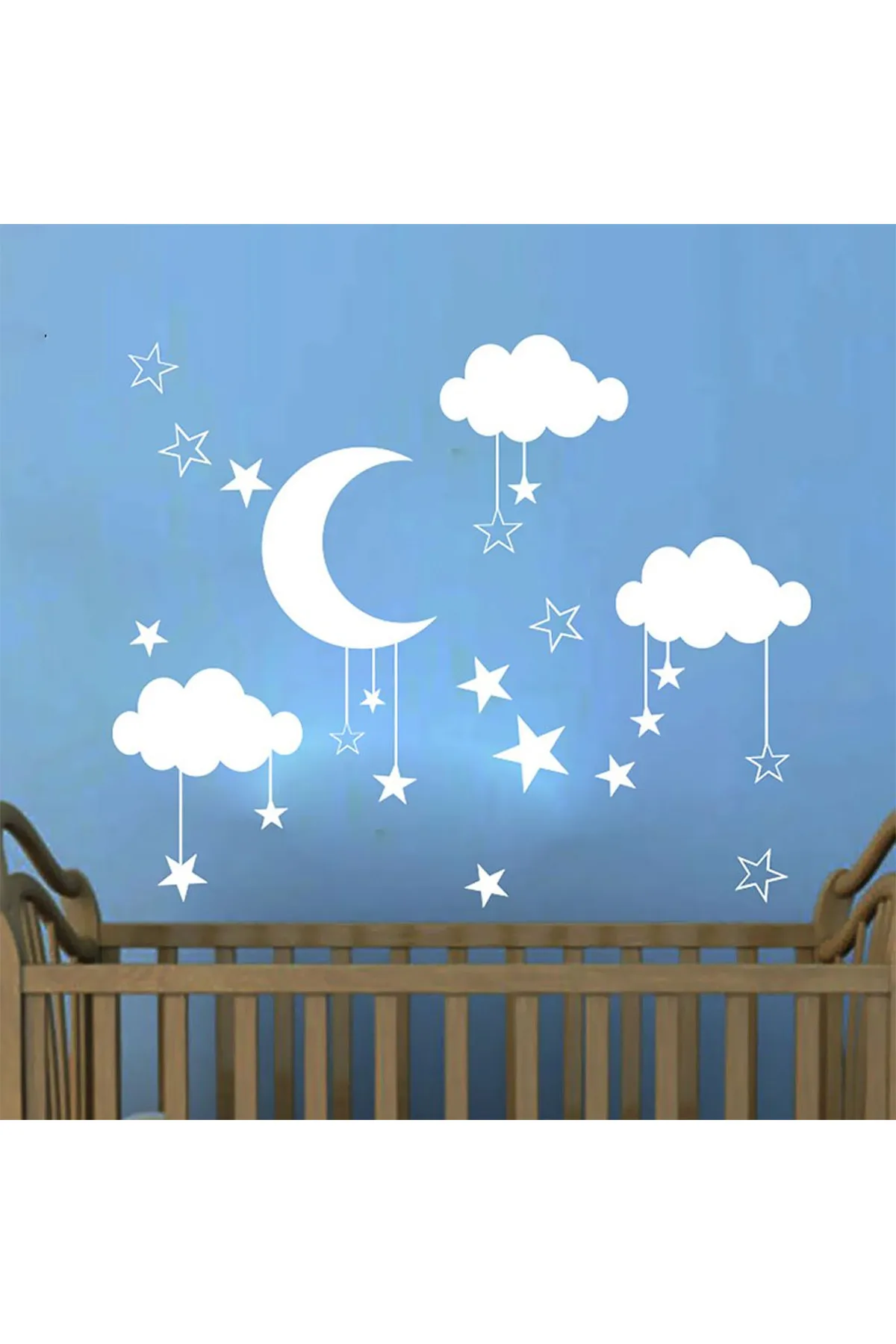 Moon Stars Clouds Baby & Kids Room Adhesive Nursery Pvc Home Decor Self Adhesive Wall Paper Foil 2021 Landscape Trend