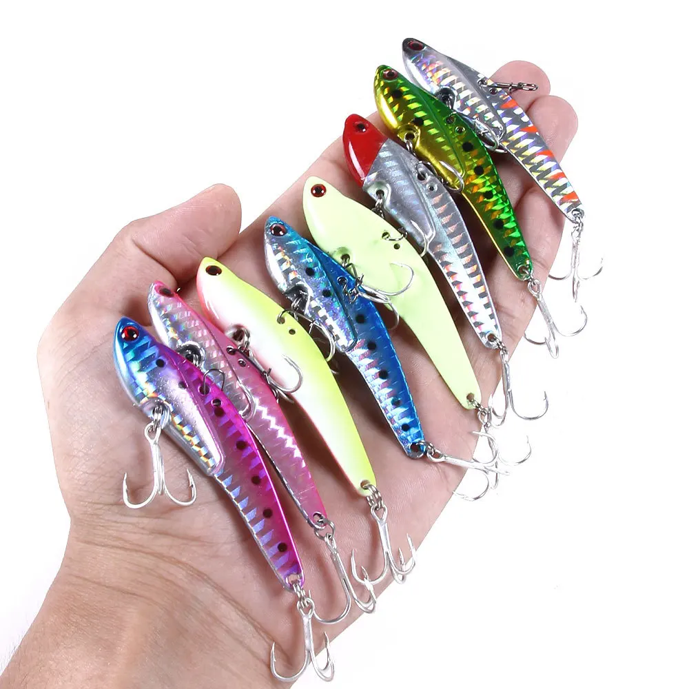 

8Pcs Metal VIB Fishing Lure 7.5cm 21g Artificial Hard Bait Vibration Spoon Lure Crankbait 3D Eyes Sinking Bait Fishing Tackle