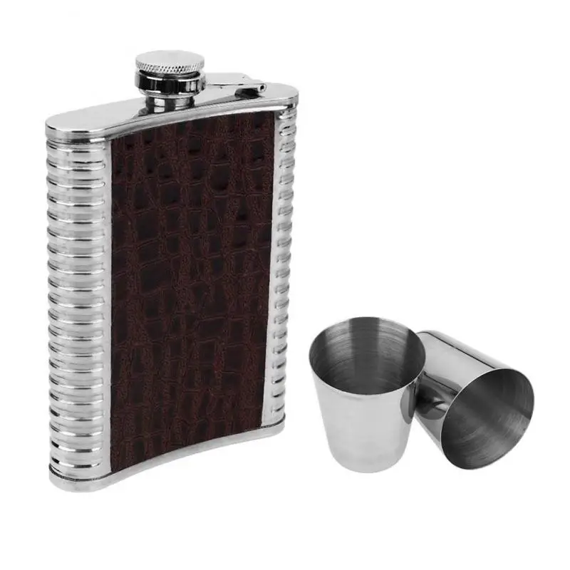 8oz Pocket Flagon Stainless Steel Hip Flask Whiskey Wine Pot Wine Alcohol Drink Cup Travel Tour Drinkware With Box For Men Gifts