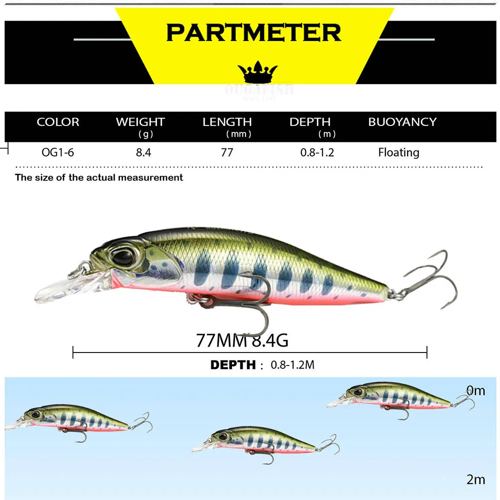 Minnow Fishing Lure Jerkbait New Bait Mino 77MM 8.4G Wobbler Carp Isca Artificial Accessories Leurre Souple Lures Equipment