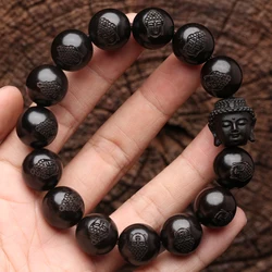 Natural Ebony, Founder of Shakyamuni Buddhism, Tibetan Buddhism Bracelet, Prayer Beads, Rosary, Wooden Bracelet, Jewelry