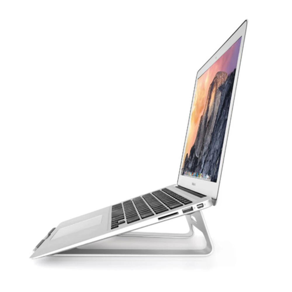 حامل كمبيوتر محمول من الألومنيوم ، مبدد للحرارة ، فضي ، قاعدة دعم لجهاز Macbook iPad Pro 11-15 بوصة