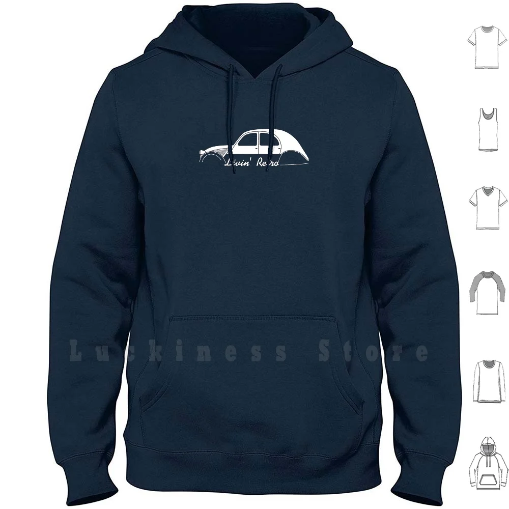 Livin Retro-Vintage French ( Without Rear Side Window ) Hoodies Classic 2cv Classic French