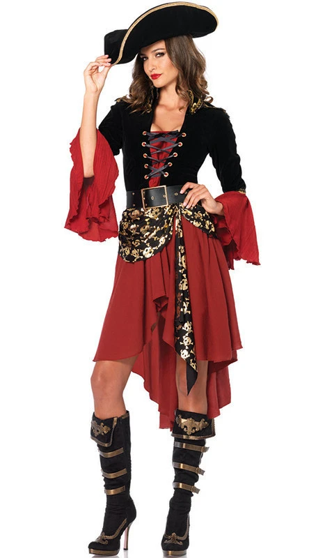 

Halloween Female Pirate Costume Women Captain Pirates Cosplay Fantasia Fancy Dress