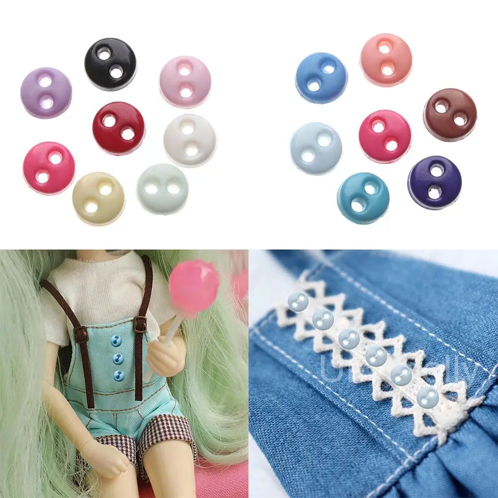 50Pcs 4mm Candy Color Mini Buttons Dollhoues Miniature Plastic Buckles Clothing Sewing Buckle Gift DIY Doll Clothes Accessories