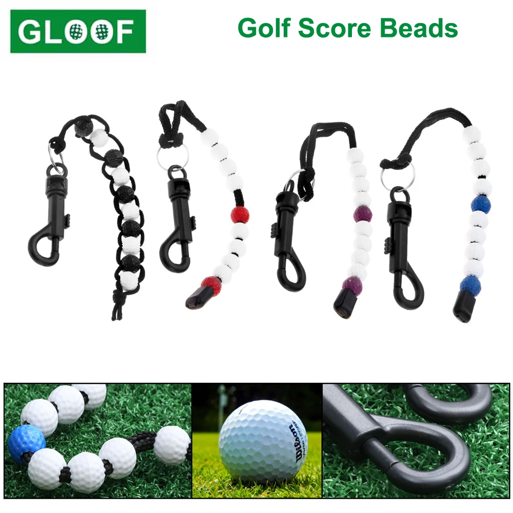 1Pcs Golf Score Beads With Clip Putt Portable Counter Remember Training Professional Aid Nylon Chain