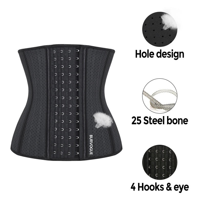 

Burvogue Women 25 Steel Bones Waist Trainer Corset Underbust Waist Latex Corset Slimming Shaper Breathable Corset Belt XXS-3XL