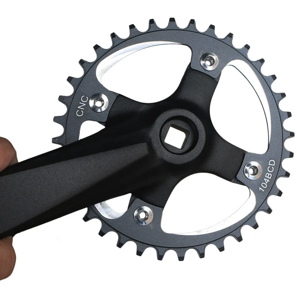 104BCD Bicycle Crank Sprocket 152/165/170mm Square Hole MTB Bike Crankset 30T 32T 34T 36T 38T 40T 42T Single Speed Chainring