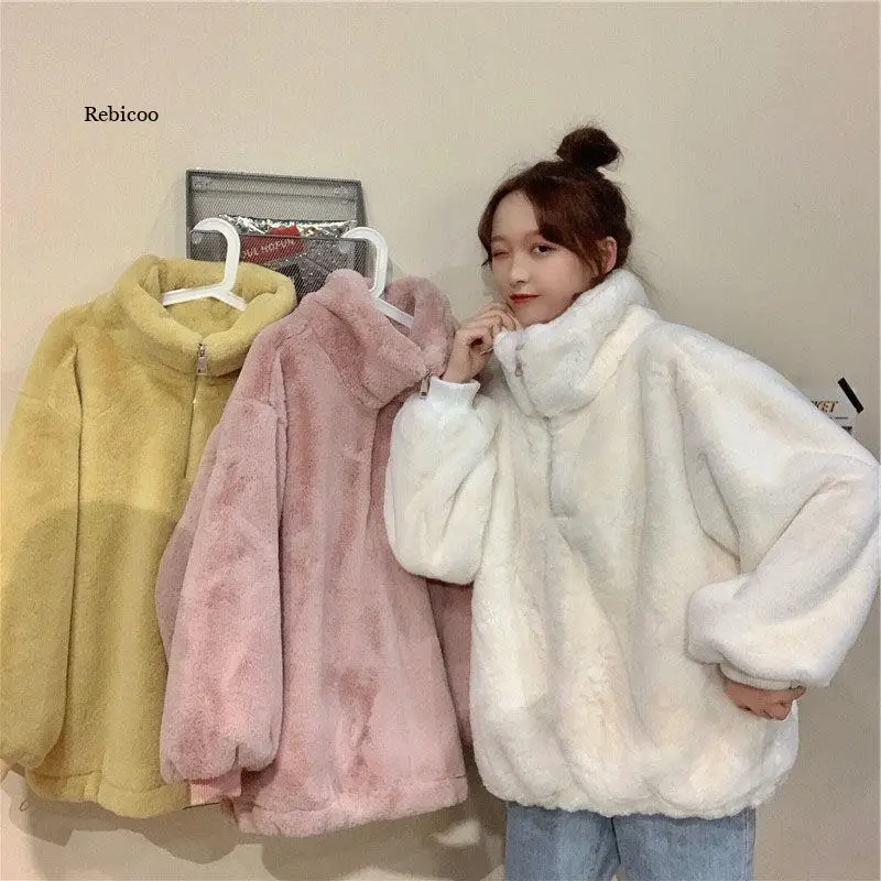 Faux Fur Coat Fur Coat Women Jacket Women\'s Winter Jacket Plus Velvet Coats Woman Winter Solid Overcoat Female Plush Jacket