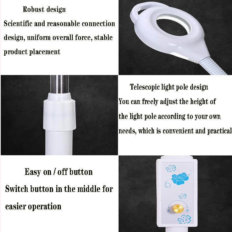 100-240V 120 LED Magnifier Floor Lamp Cold Light Magnifier Retractable Curved Magnifying Glass Tattoo Light Beauty Salon Nail