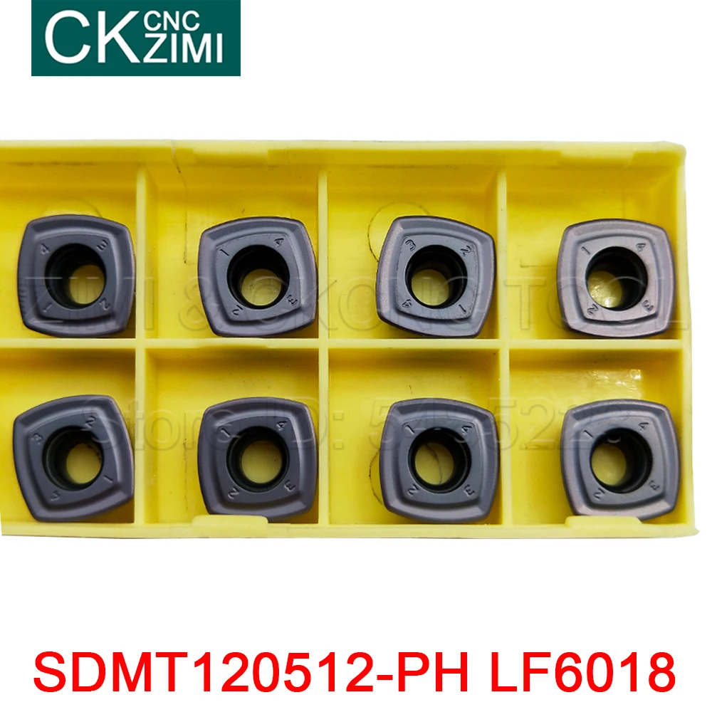 10 P SDMT120512-PH LF6018 คาร์ไบด์ FEED Fast มิลลิ่งเครื่องกัด CNC เครื่องมือ SDMT เครื่องมือสำหรับสแตนเลส