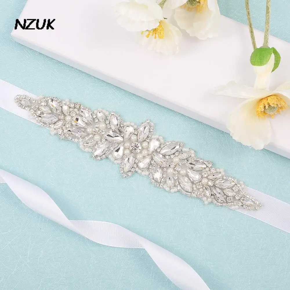 NZUK-Cinturón de novia con adornos de diamantes de imitación para mujer, cinturón de boda ostentoso, para vestidos de dama de honor, Beltceinture mariage