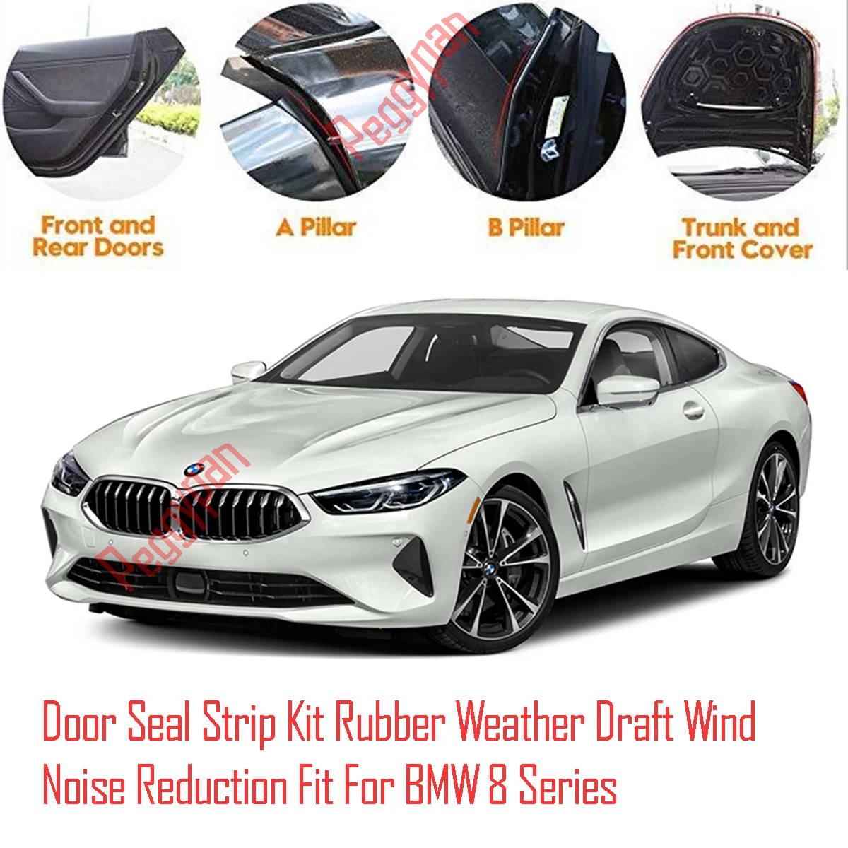 Door Seal Strip Kit Self Adhesive Window Engine Cover Soundproof Rubber Weather Draft Wind Noise Reduction Fit For BMW 8 Series