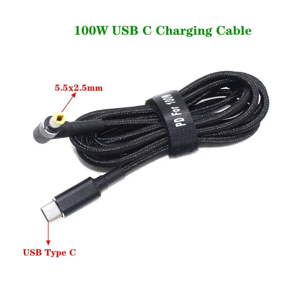 65W 100W Laptop Power Adapter Connector Plug USB Type C to Universal Laptop Charger Jack Charging Cable Cord for Notebook