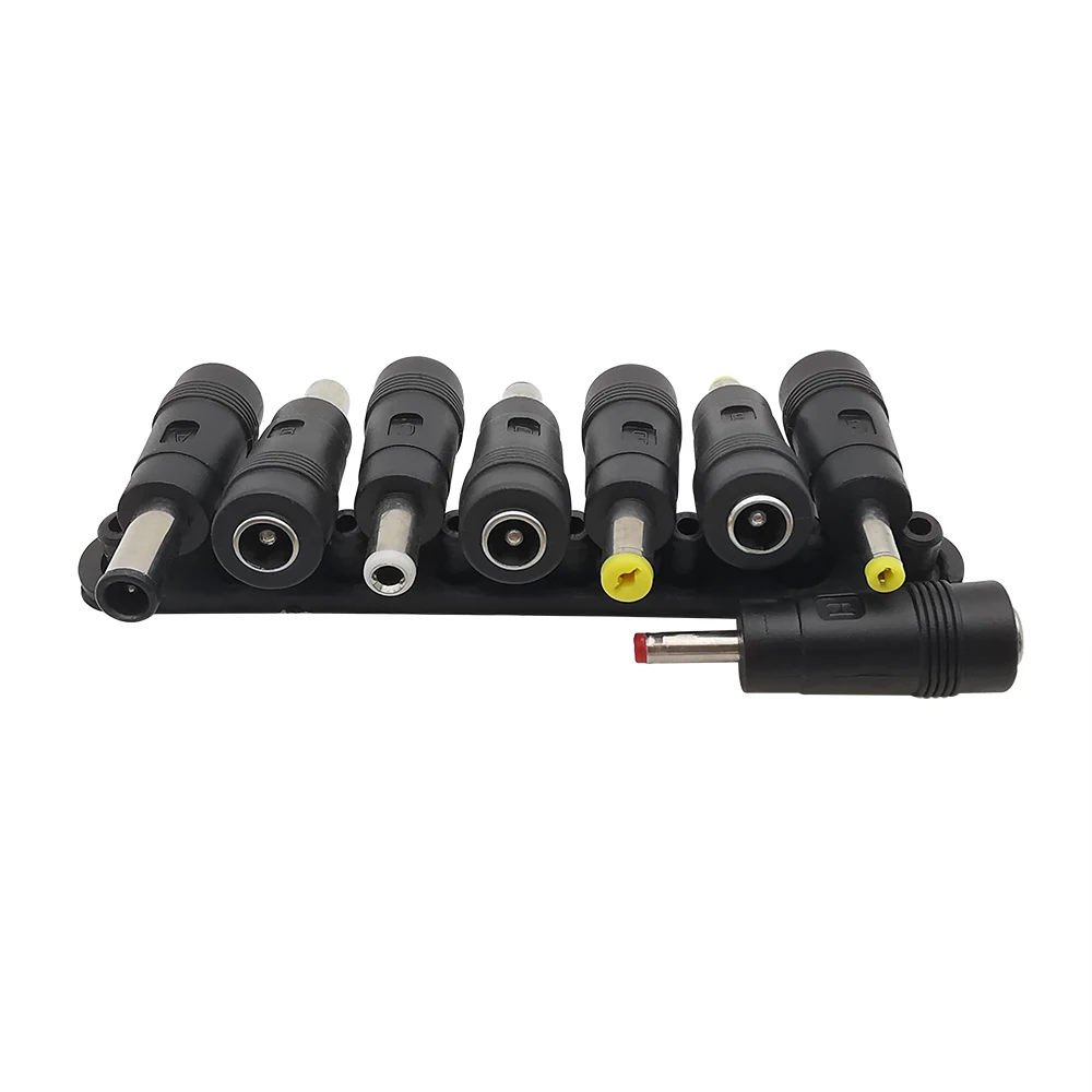 8Pcs/Set DC Connectors DC Power Supply 5.5 X 2.1mm Female Jack Adapter to DC Male Plug Tips Connector for Laptop Notebook