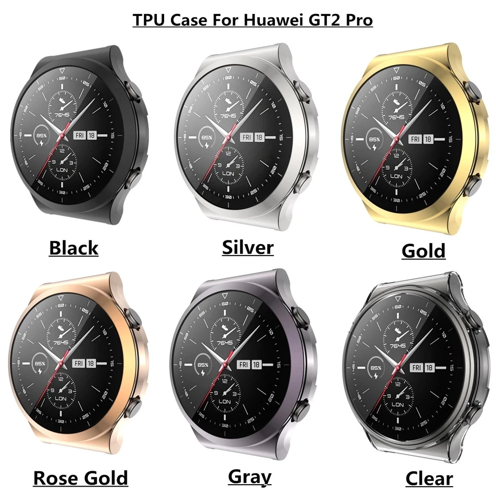 Funda de TPU para HUAWEI WATCH GT 2 Pro, Protector de pantalla suave envolvente, fundas de parachoques para huawei gt2 pro, protección de pantalla