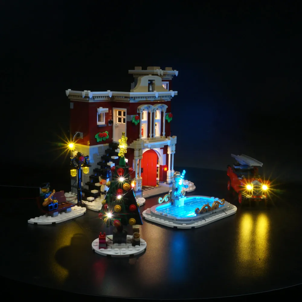 LED Light Set For Christmas Gift 10263 Winter Village Fire Station City Car DIY Toys Gift Blocks Bricks Lighting Kit No Model