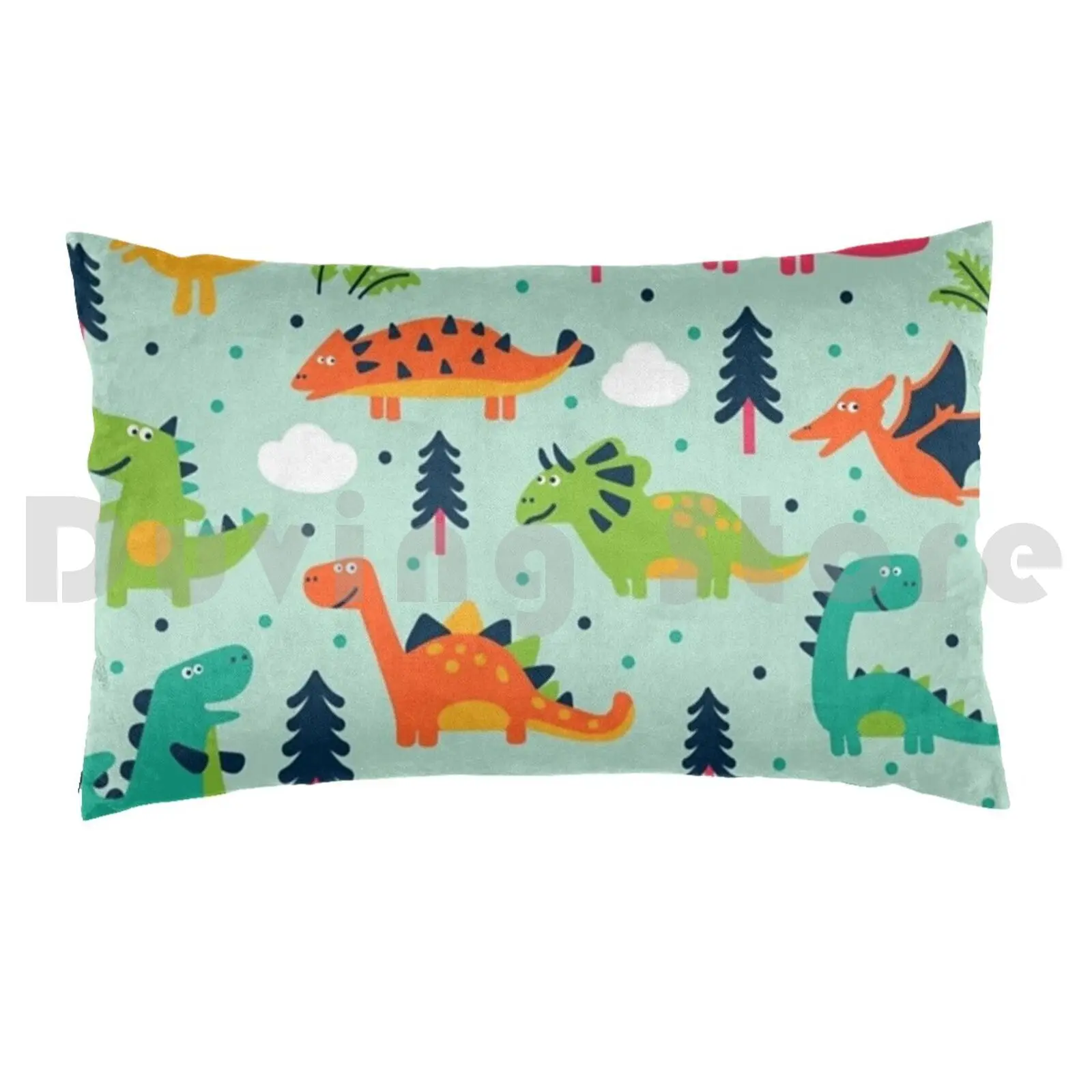 Dino Pattern 2 Pillow Case Printed 35x50 Dino Dinosaur T Rex Trex Pattern Rex Cute Fun Kids History