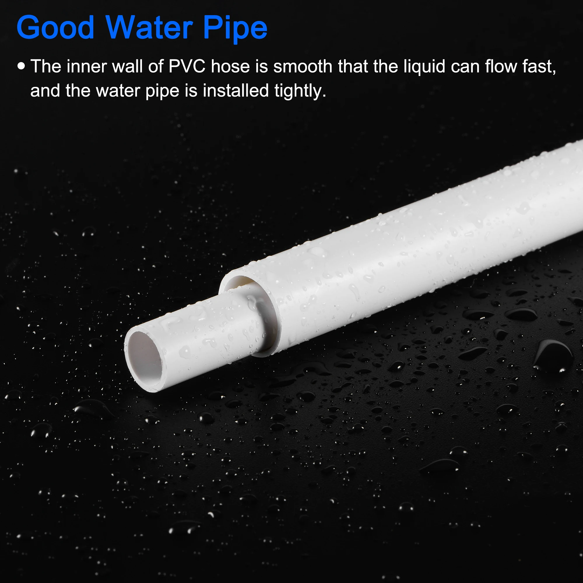 Uxcell PVC Pipe Round Rigid Plastic Tube 5/16" ID 20" White for Water Pipe,Crafts,Decoration,Cable Sleeve 2 Pack