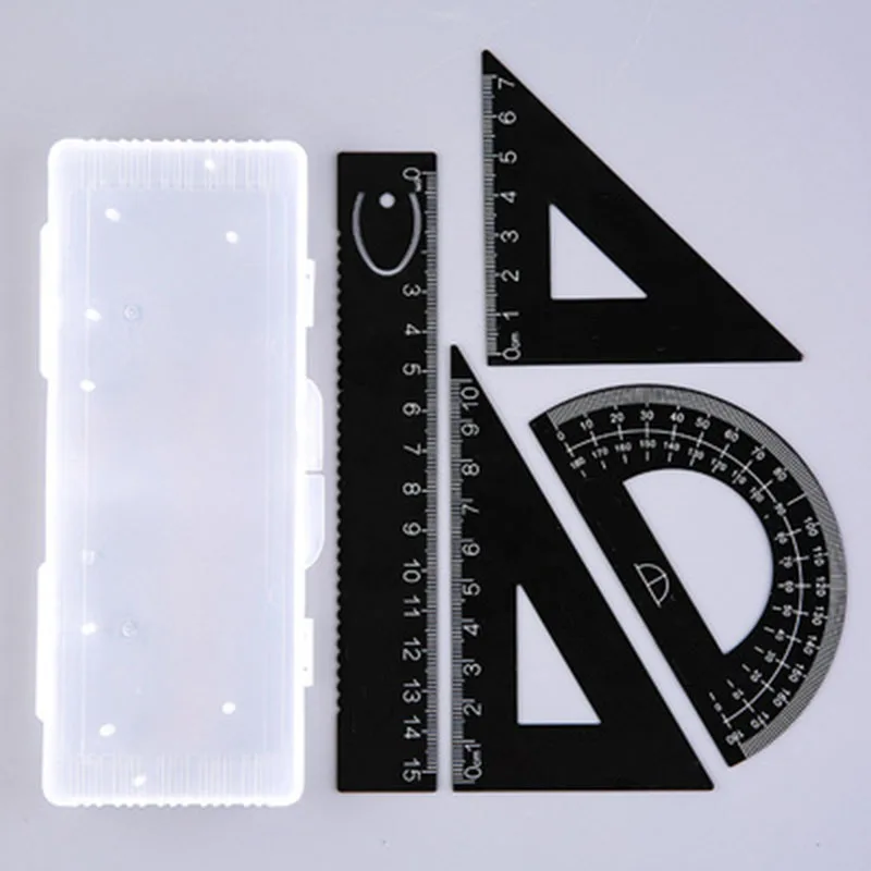1 Set Practical Office School Painting Drafting Supplies Upscale Metal Stationery Triangular Ruler Straight Rulers Sets