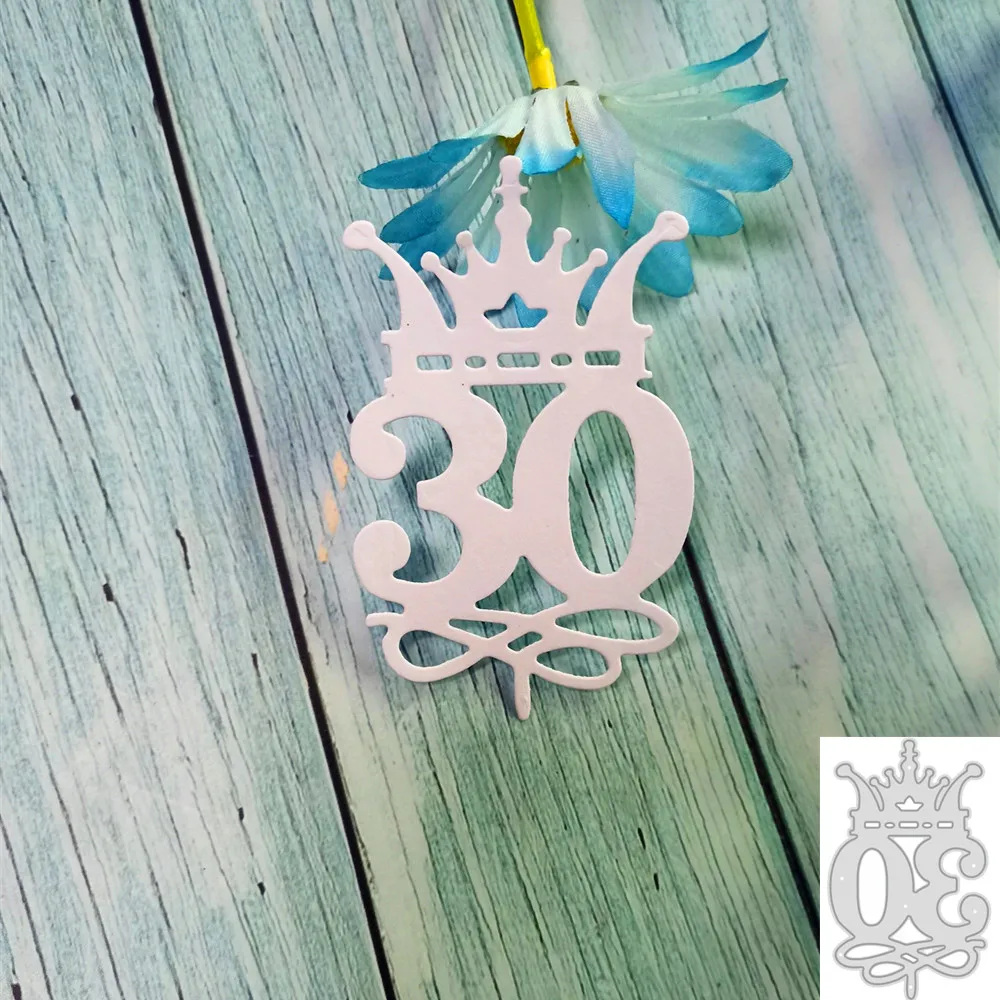 30 Birthday Crown Scrapbooking Metal Cutting Dies Embossed Knife Template for DIY Paper Album Photos Cards Making Dies Cut