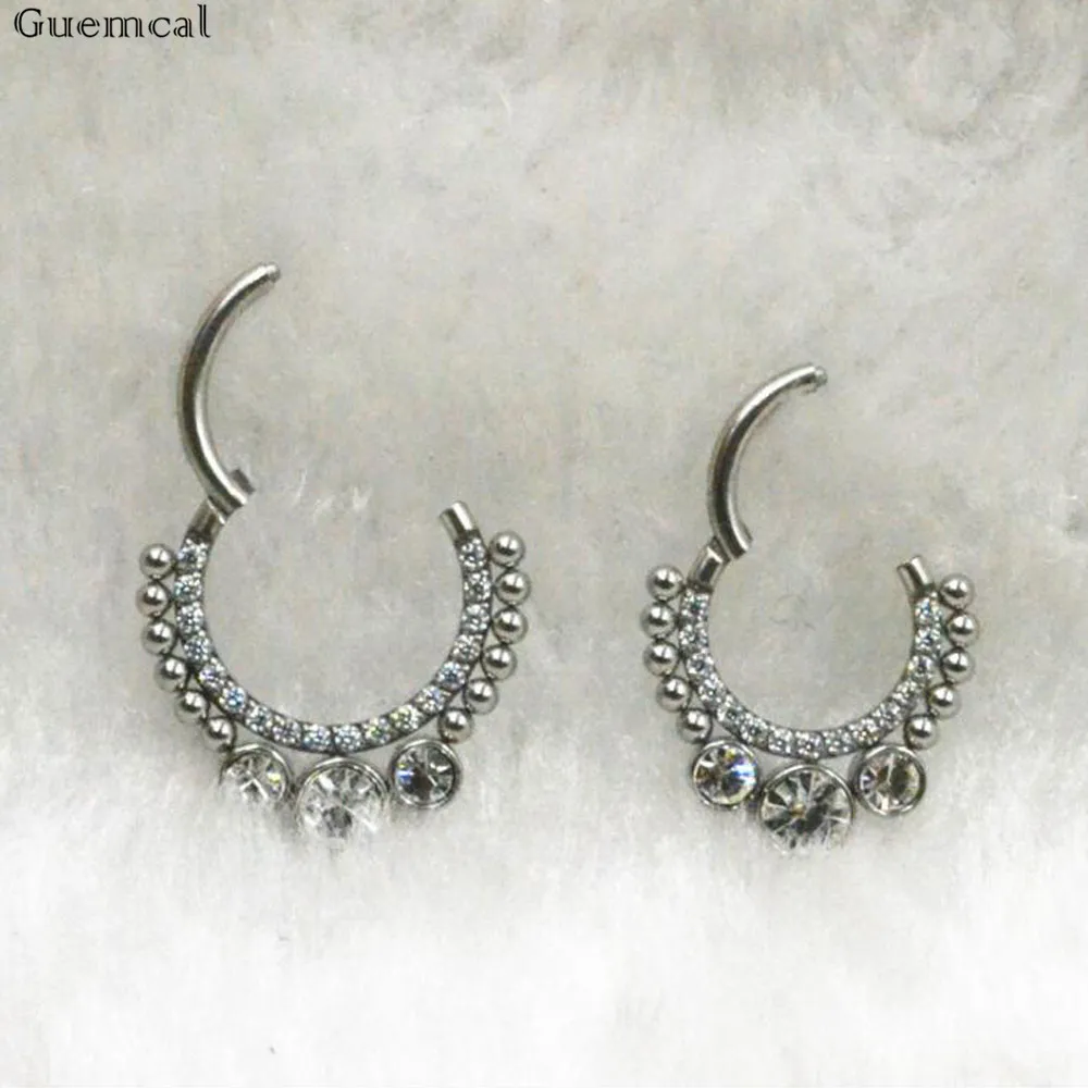 Guemcal 1pcs Zircon Nasal Septum Nasal Nail Nasal Ring Closed Ring Earrings Diamond Earrings Piercing Jewelry 16G New