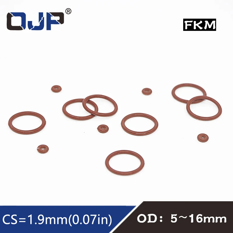 5PCS/lot Rubber Ring Brown FKM O ring Seal CS:1.9mm OD5/6/7/8/9/10/11/12/13/14/15/16mm Rubber O-Ring Seal Oil Ring Gasket Washer