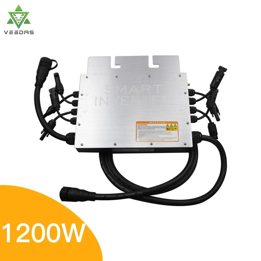 1200W 1400W Micro Solar Inverter 30V 36V Smart On Grid Tie Pure Sine Wave Inverter Support 110V 220V AC Grid and 4*350W Panel