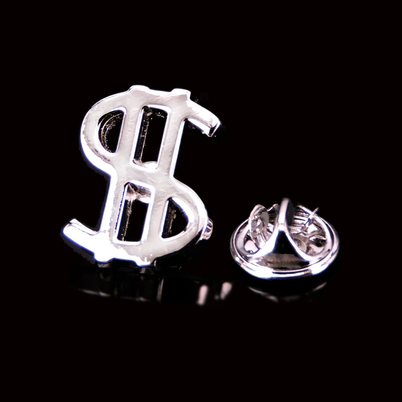 WN Silvery dollar symbol Brooch men's Lapel Pin Hat backpack badge fashion women's clothing jewelry gifts