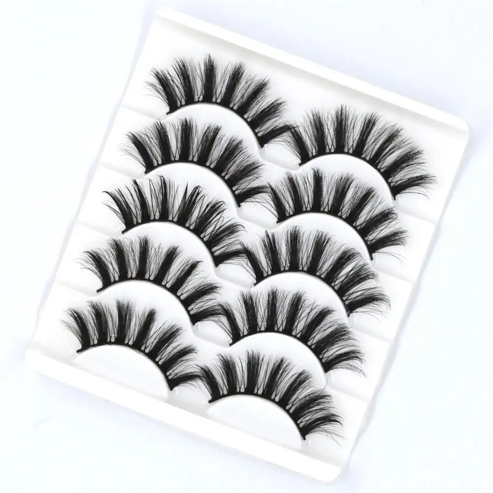 

5 Pairs/Set Faux Mink Hair False Eyelashes Wispy Criss-cross Fluffy Thick Natural Handmade Lash Cruelty-free Eyelash Makeup