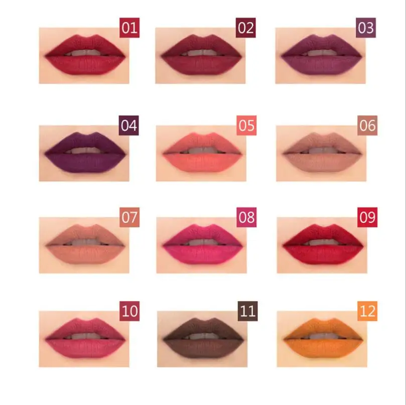 12 ชิ้น/เซ็ตเซ็กซี่ Matte Lip Stick Lipliner Lip Liner ดินสอ Matt Nude Lipsliner ชุดปากกาเครื่องมือแต่งหน้าความงามเครื่องสําอางค์ T0307