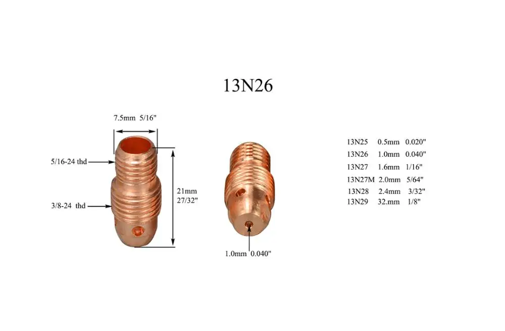 TIG KIT Collet Bodies 13N26 13N27 13N28 Fit TIG Welding Torch WP SR PDA DB 9 20 25,3PK