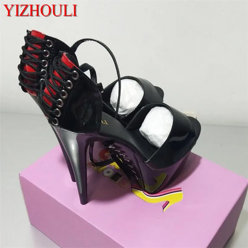 6 inch, round head stiletto heels, model nightclub 15cm cross-bandage soles high-heeled pole dancing sandals 