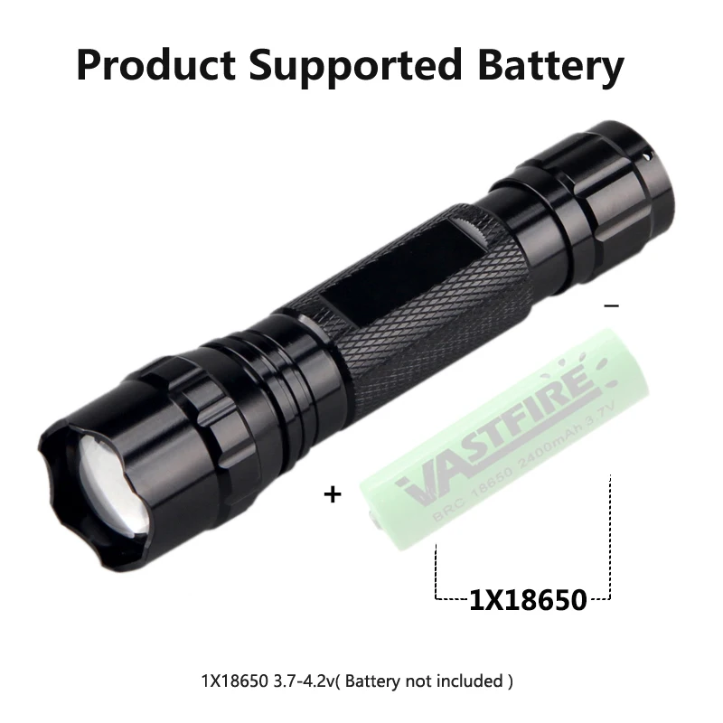 Imagem -03 - Lanterna Led Infravermelho com Luz ir Ajustável Zoomable Hunting Torch Visão Noturna Carregador Interruptor Caixa 18650 200 Jardas 940 nm